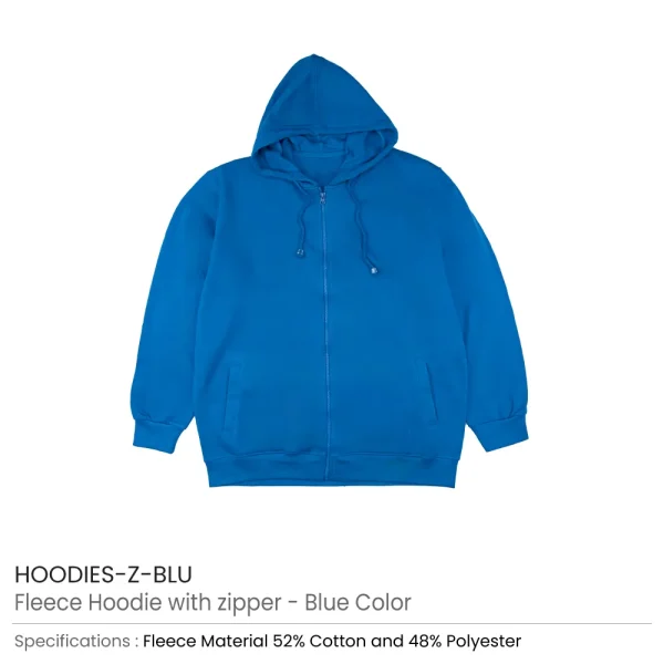 Fleece Hoodie with Zipper Blue