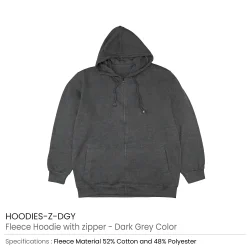 Fleece Hoodie with Zipper Dark Grey