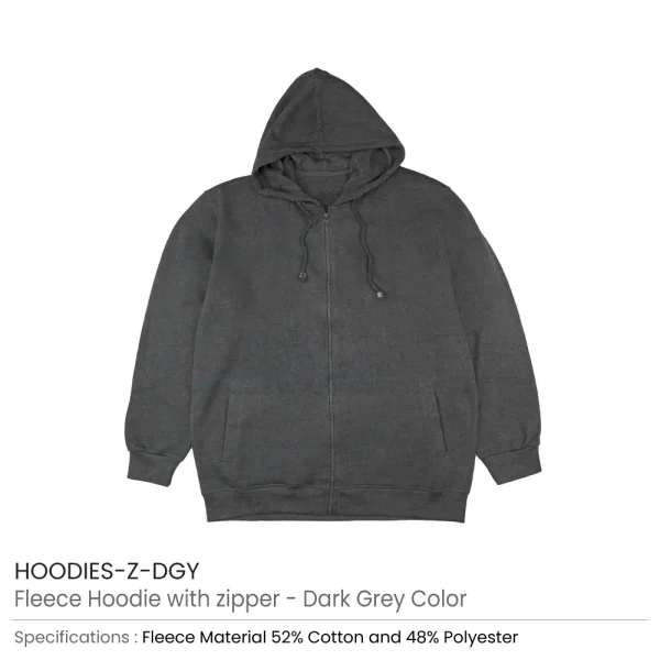 Fleece Hoodie with Zipper Dark Grey