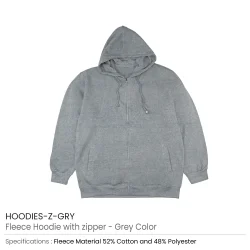 Fleece Hoodie with Zipper Grey
