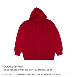 Fleece Hoodie with Zipper Maroon