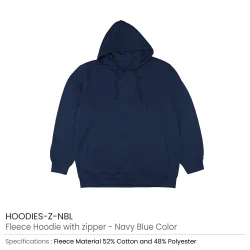 Fleece Hoodie with Zipper Navy Blue