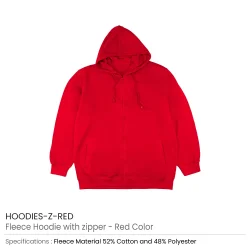 Fleece Hoodie with Zipper Red