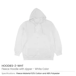 Fleece Hoodie with Zipper White