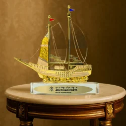 Golden Boat Shape Memento with Printing on Base