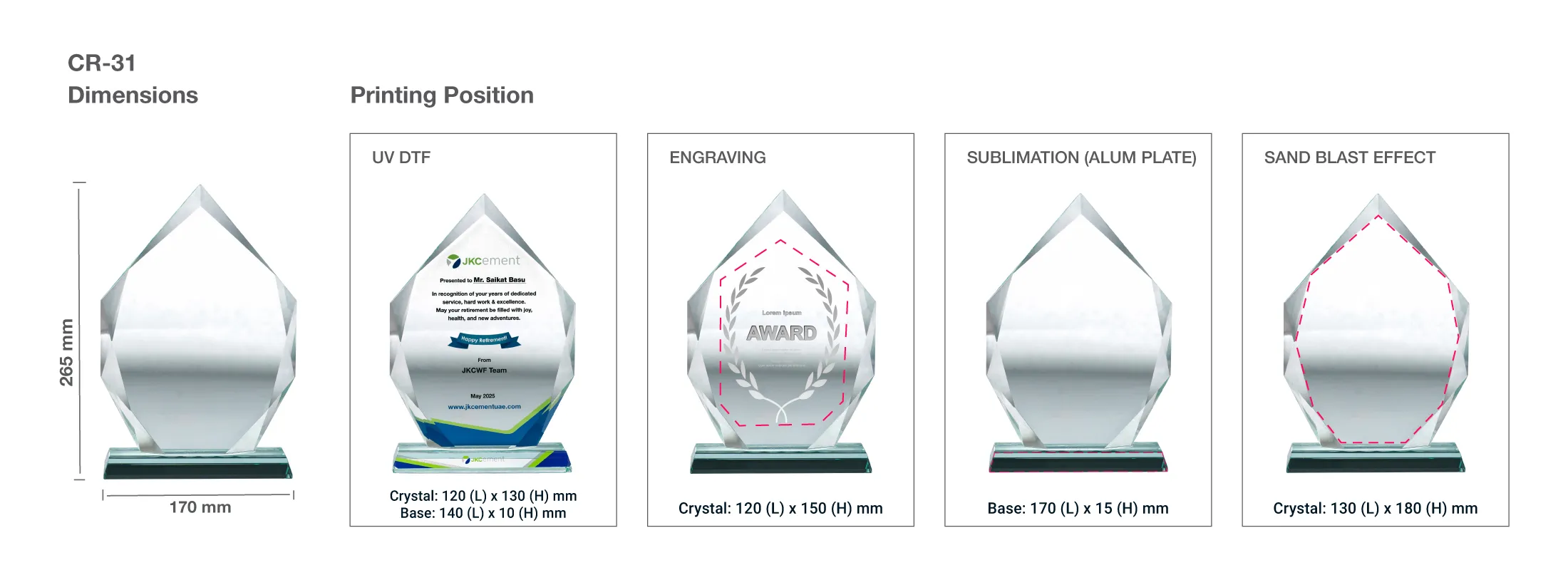 Iceberg Design Crystal Award Printing Details