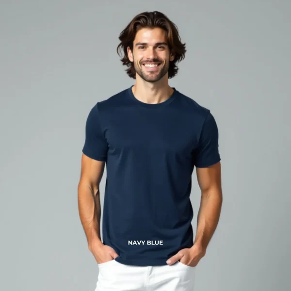 Round Neck T-Shirts Navy Bue