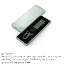 Laserable PU Leather Keychain Grey