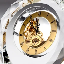 Round Crystal Clock Award Front View