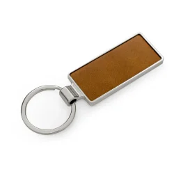 Silver Shiny Metal Keychain Brown