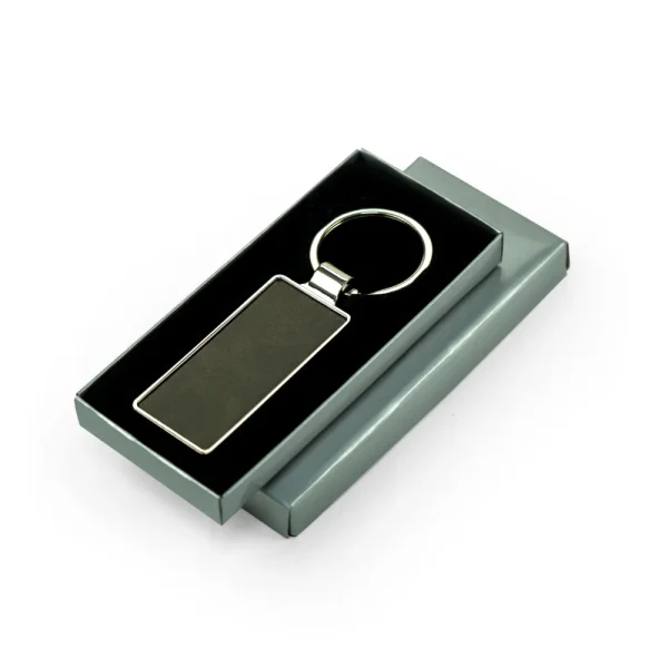 Silver Shiny Metal Keychain With Box