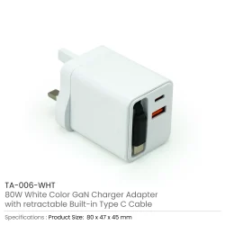 80W GaN Fast Charger Adaptor Details