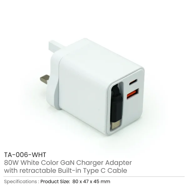 80W GaN Fast Charger Adaptor Details