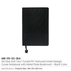 Soft PU Cover Notebooks Black Color