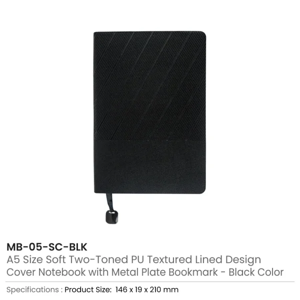 Soft PU Cover Notebooks Black Color