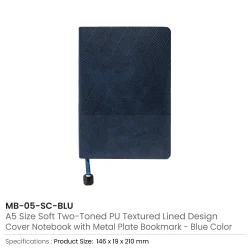 Soft PU Cover Notebooks Blue Color