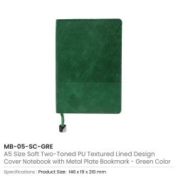 Soft PU Cover Notebooks Green Color