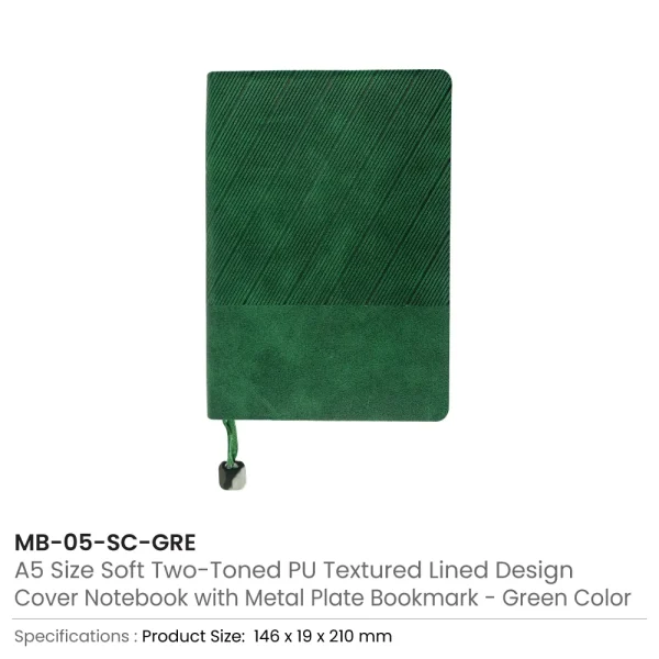 Soft PU Cover Notebooks Green Color