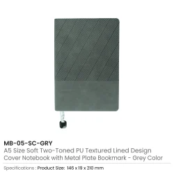 Soft PU Cover Notebooks Grey Color