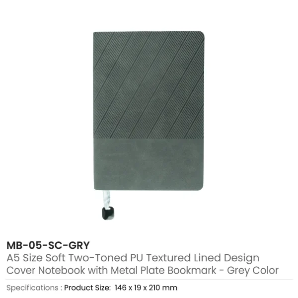 Soft PU Cover Notebooks Grey Color
