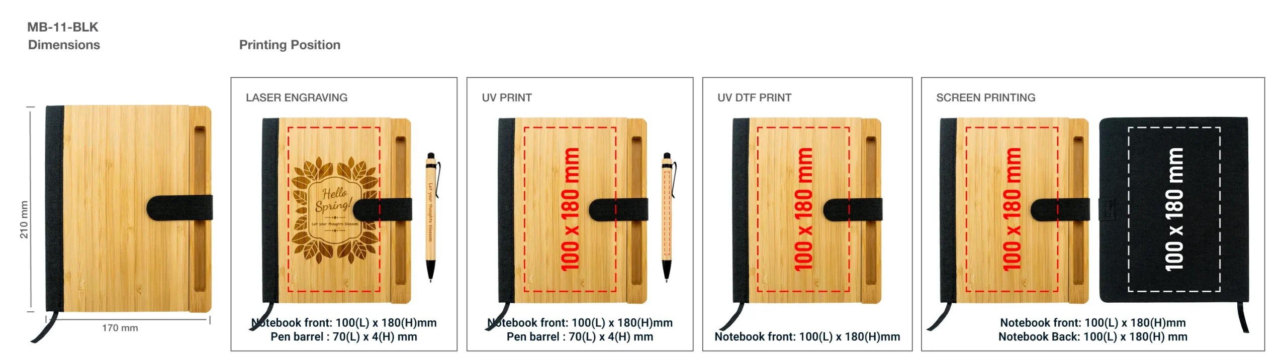 Bamboo and rPET Notebooks Printing Details