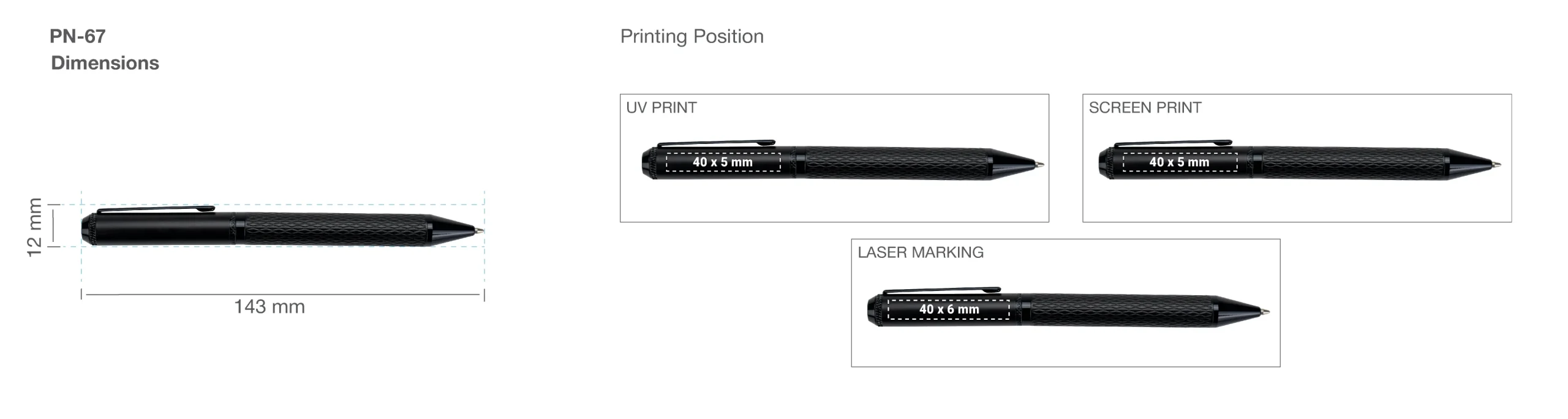 Diamond Textured Metal Pens Printing Details