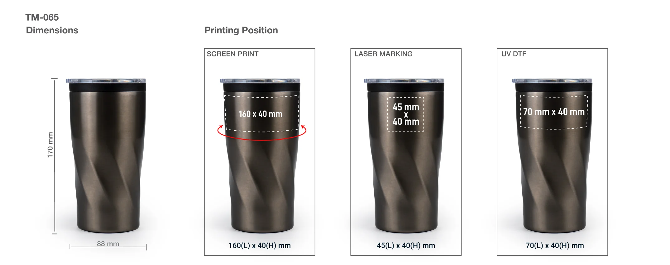 Double Wall SS Tumblers Printing Details Double Wall SS Tumblers Printing Details