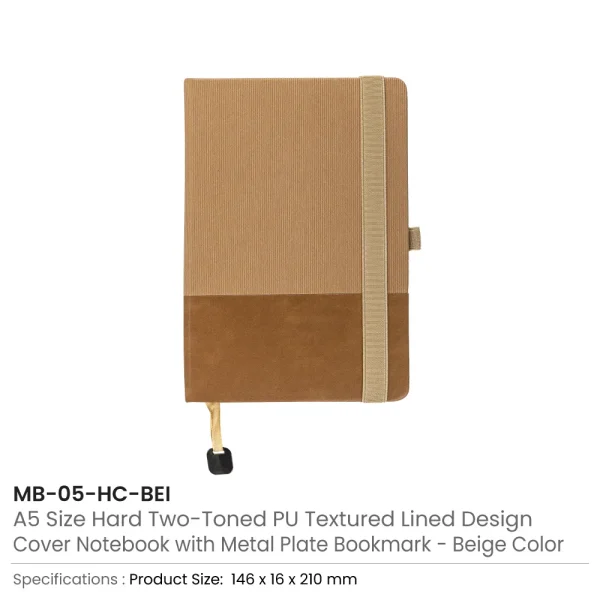 Hard Cover PU Notebooks Beige Color
