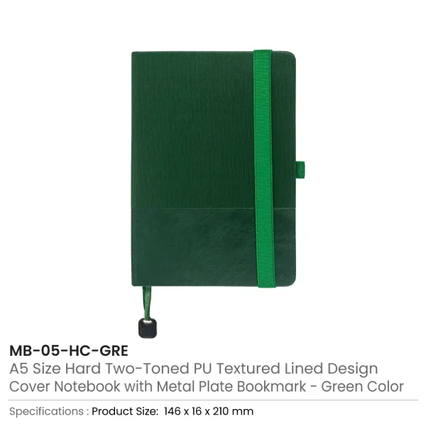 Hard Cover PU Notebooks Green Color