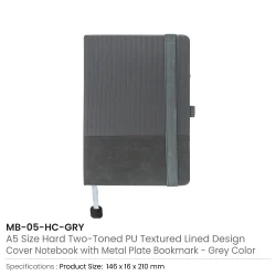 Hard Cover PU Notebooks Grey Color
