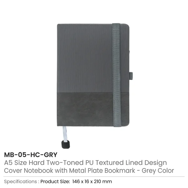 Hard Cover PU Notebooks Grey Color