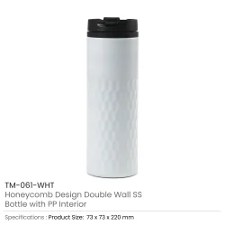 Honeycomb Design SS Bottle White