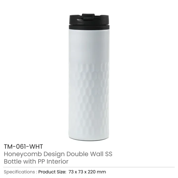 Honeycomb Design SS Bottle White