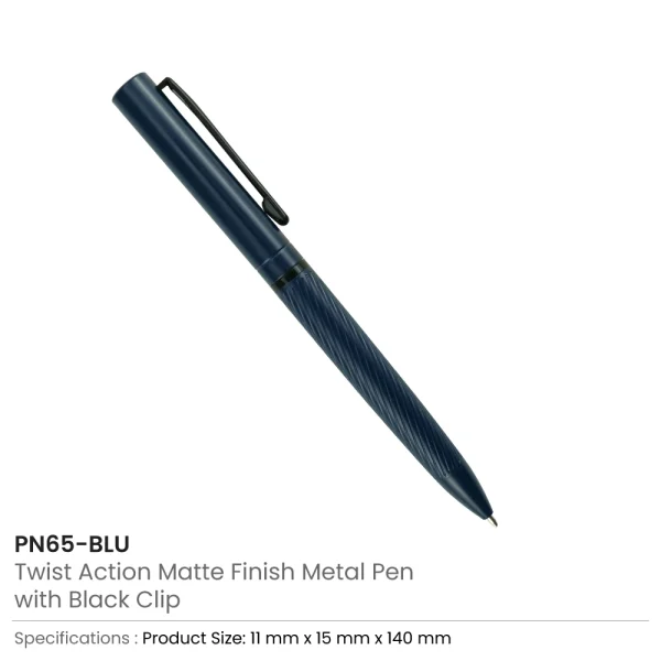 Metal Pens Twist Action Blue