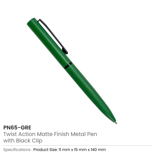 Metal Pens Twist Action Green