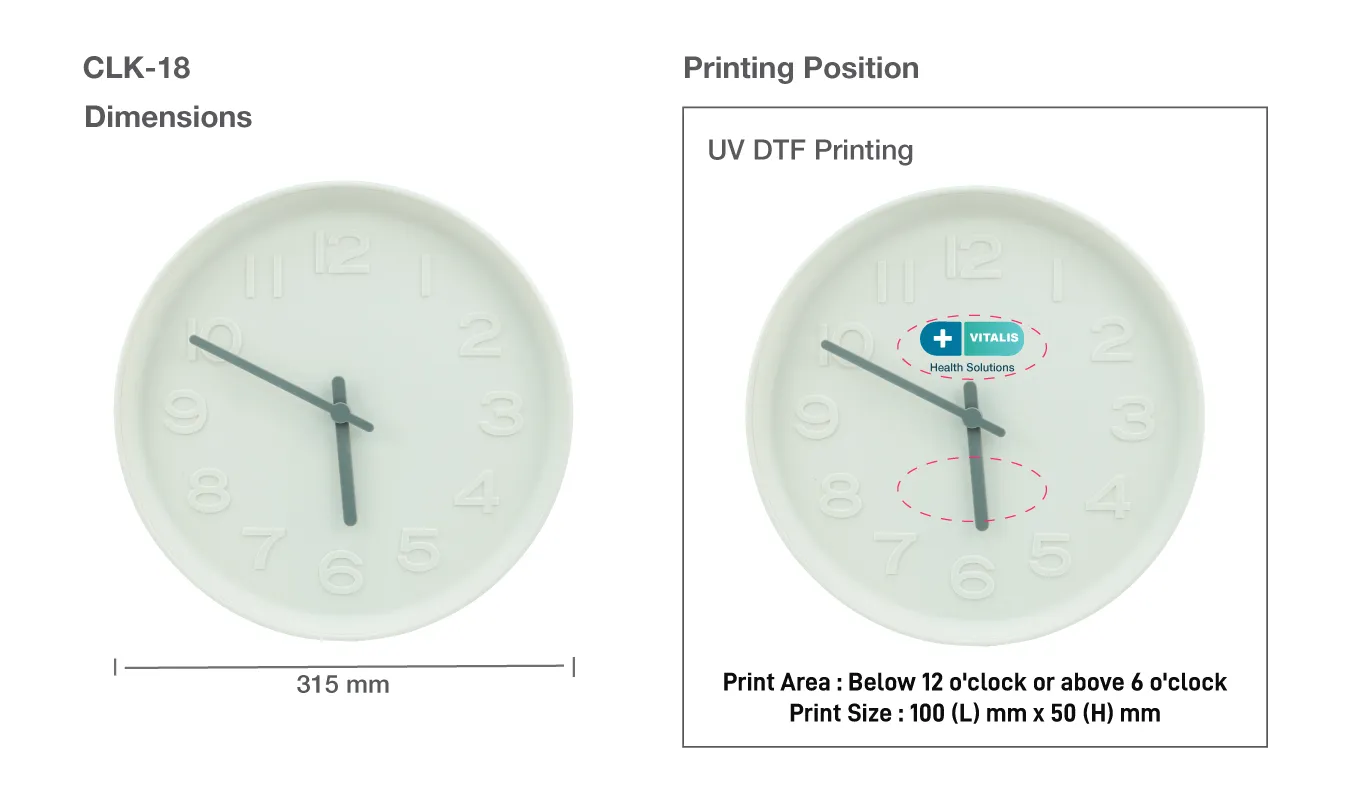 Round Analog Wall Clock Printing Details
