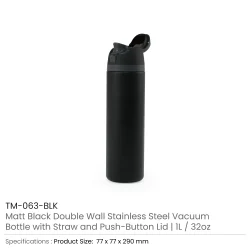 SS Bottles with Straw Black