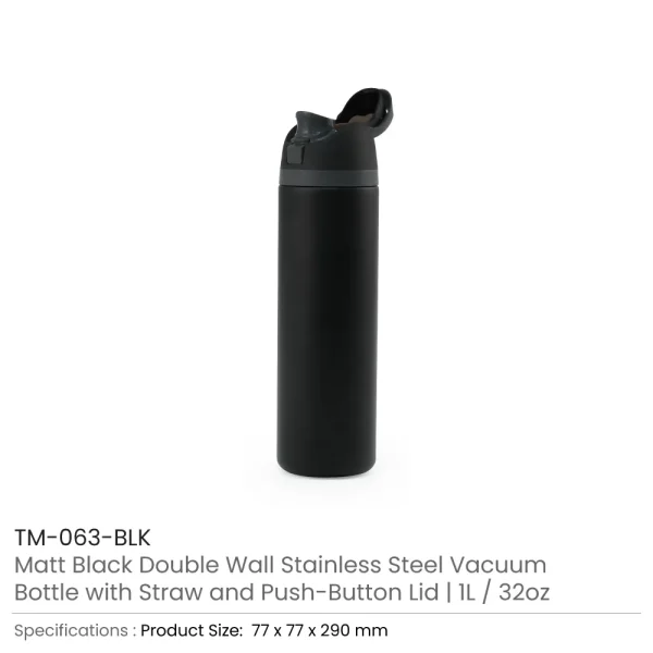 SS Bottles with Straw Black