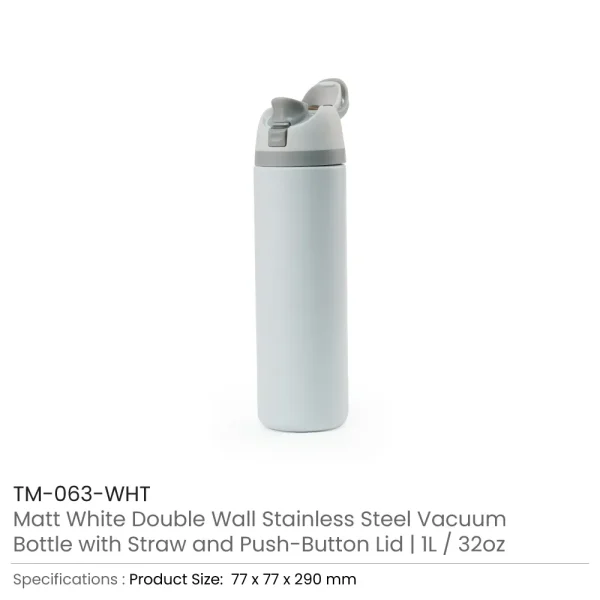SS Bottles with Straw White