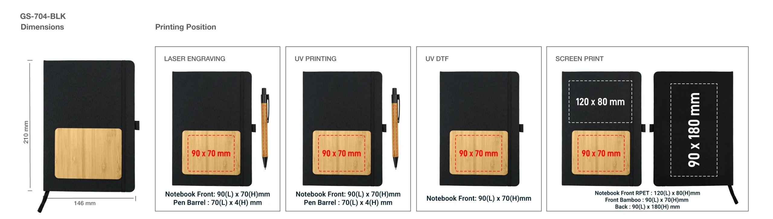 rPET and Bamboo Gift Sets Printing Details