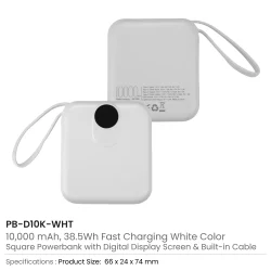 Fast Charging Digital Powerbank 38.5Wh, Built-in Type-C, 10K mAh - Image 7