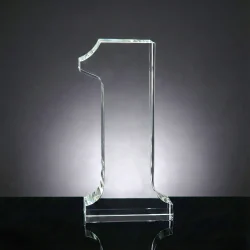 Crystal Glass Trophy in Number One Shape with Gold Lock Closure Box - Image 6