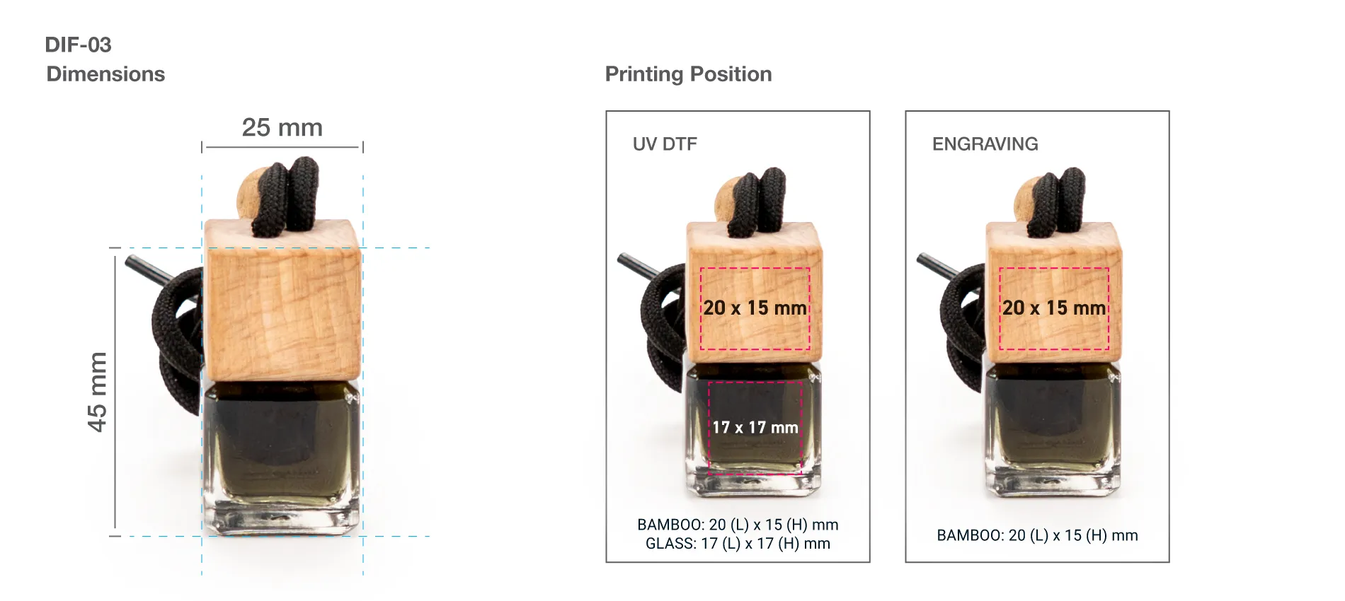 Hanging Car Diffuser Bottle Printing Details Hanging Car Diffuser Bottle with Bamboo Lid Printing Details