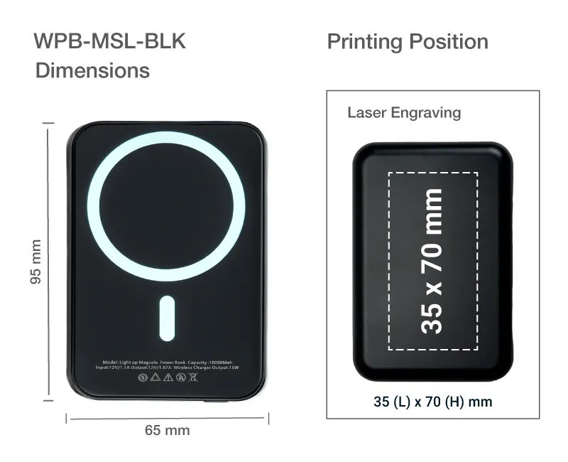MagSafe Wireless Powerbank Light-Up Logo Printing Details
