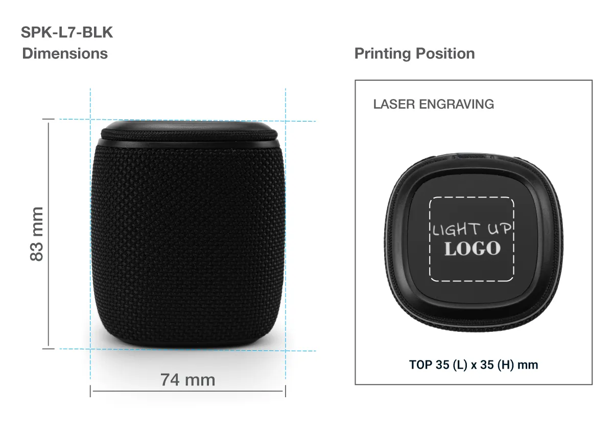 Bluetooth Speaker Light Up Logo Printing Details Bluetooth Speaker Printing Details