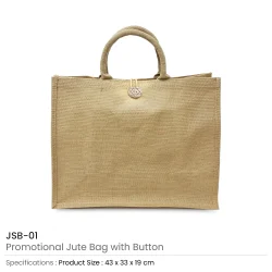 Reusable Jute Shopping Bags with Button Details