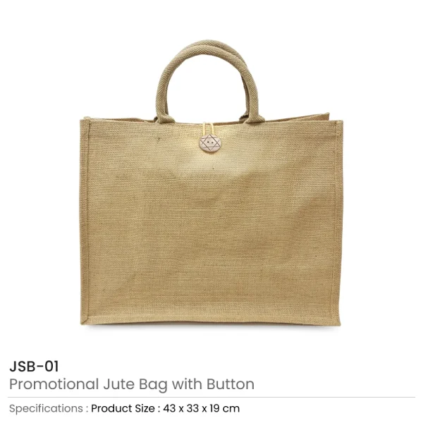 Reusable Jute Shopping Bags with Button Details
