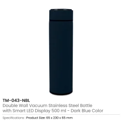 Smart Temperature Display Bottle Navy Blue