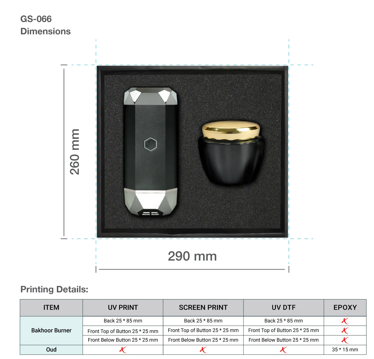 Arabic Oud and Bakhoor Gift Set Printing Details