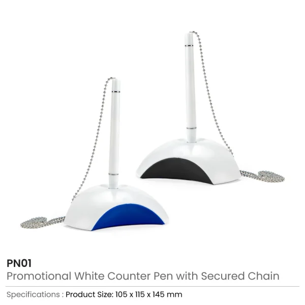 Counter Pens with Base and Secured Chain